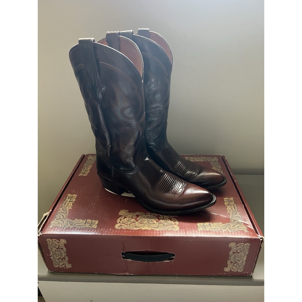 VTG Resistol Ranch Boots Chocolate Oil Horse Hide Handcrafted Brown M3055J 10.5D